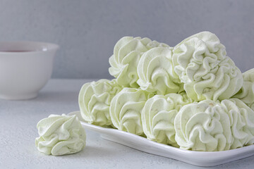 Zephyr with lime flavor, healthy, delicious dessert. Image for cafe menu, Banner