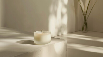 ambiance with the Aura Scented Candle. Encased in a sleek, minimalist glass container