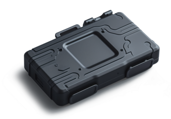 Non-functional external battery pack, showcasing signs of disuse, isolated on a clean on transparent background