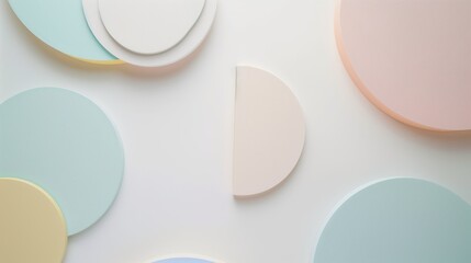 minimalist, pastel shapes on the edges, nothing in the center, white background, completely white on the bottom