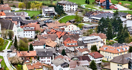 Aerial View of an Italian Alpine Village Near the Austrian Border