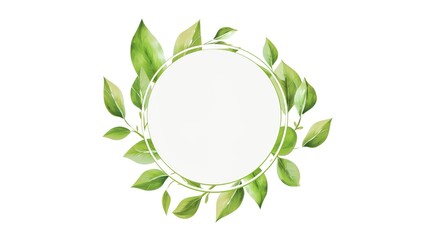 Tranquil Nature: Circular White Banner Over Gorgeous Green Leaf Texture Background