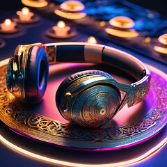 Luxury headphone with neon light