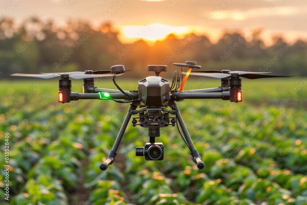 Poster agricultural drones with structured precision optimize crop protection through advanced sensoric tec