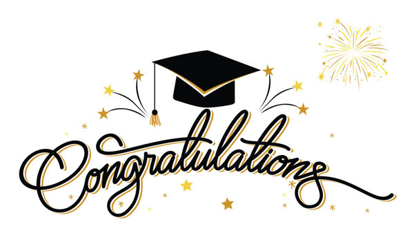 Naklejki Congratulations Graduates Class of 2025 - Typography. black text isolated white background. Vector illustration of a graduating class of 2024. graphics elements for t-shirts, and the idea for the sign