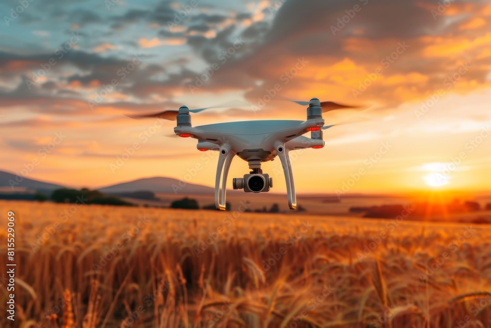 Poster precision agriculture employs advanced sensoric technology in structured drone operations for effect