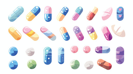 Medical pills. Tablets of different shapes and color