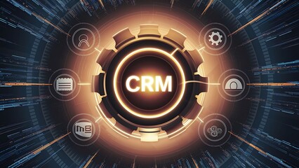 Obraz premium Cybernetic Symphony Orchestrating Global Business Harmonies through Automated Marketing and CRM Innovations