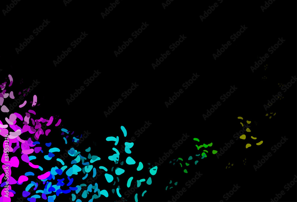 Poster dark multicolor, rainbow vector backdrop with abstract shapes.