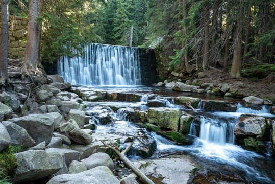 Waterfall in the town of Karpacz in the Karkonosze Mountains