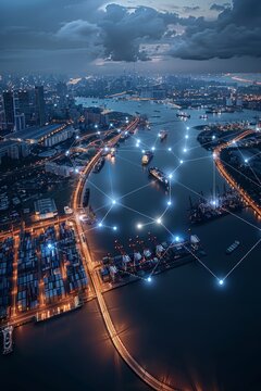 Global trade network mapping  essential shipping routes and supply chain logistics