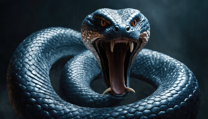 Fototapeta premium Fantasy Illustration of a wild snake. Digital art style wallpaper background.