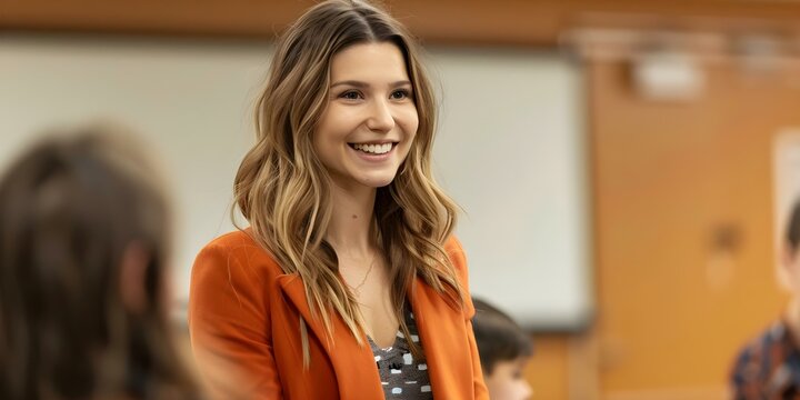 Educator teaching students in a classroom. Concept Classroom learning, Teacher-student interaction, Educational technology, Active participation, Effective teaching