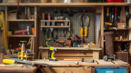 Artistic Mini Workshop Display with Tiny Tools and Creative Projects