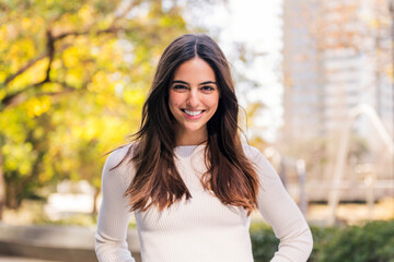 caucasian woman smiling happy looking at camera