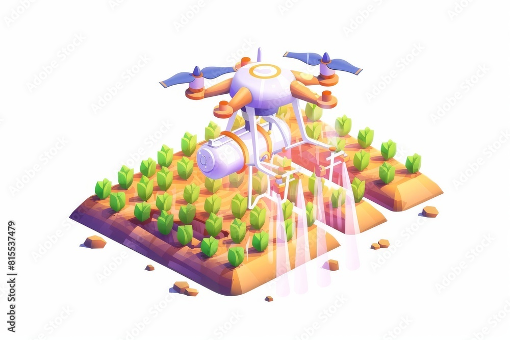 Poster smart farming techniques employ advanced drone technology, integrating aerial views and precise crop
