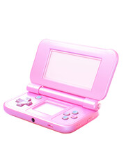 Pink Nintendo DS Classic 3D Icon PNG. Pink Nintendo DS 3D Icon Transparent.Pink Nintendo Icon isolated. 90s Game gadget Icon.