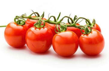 A bunch of tomatoes on white background.