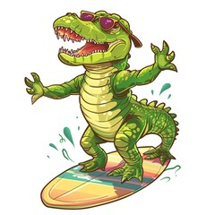 Fototapeta premium Crocodile surfer style fashion