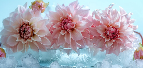 Feminine abstraction Blush pink dahlia in ice.