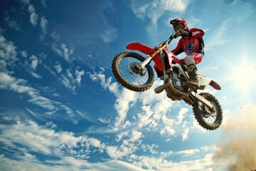 Spectacular Jumping View of Dirt Bike Rider