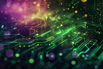 Obraz premium Futuristic Green and Purple Technology Background 