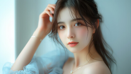 Fototapeta premium 美しい かわいい 女性モデルのビューティーポートレート