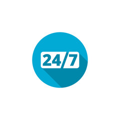 Text 24/7 service icon isolated on transparent background