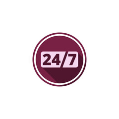 Text 24/7 service icon isolated on transparent background