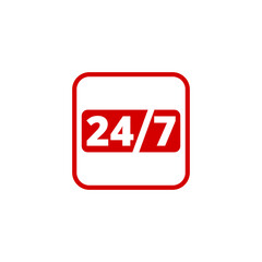 Text 24/7 service icon isolated on transparent background