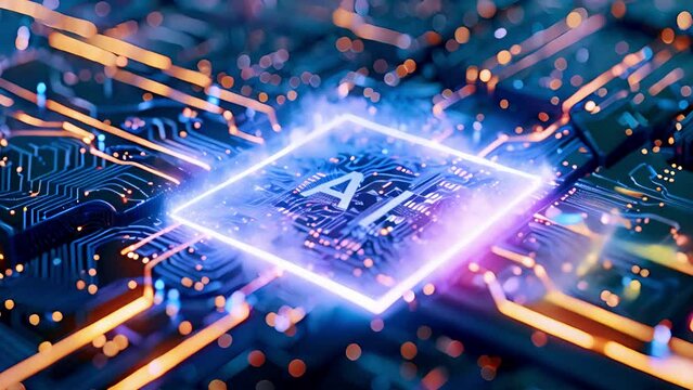 Artificial intelligence circuit line style. Machine learning design. Smart network digital technology. AI. illustration AI computer data center 4k video moving