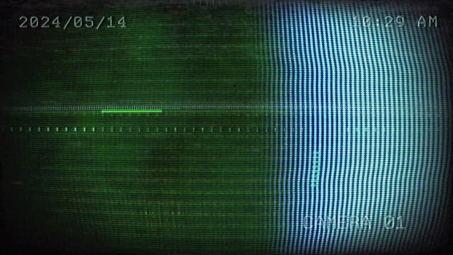 Television display with camera style effects, glitches and static