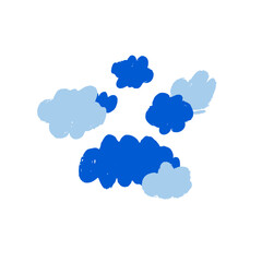 Illustration of blue clouds on a white background. Vector illustration