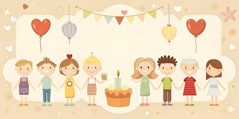 Postcard illustration of beige color, background, idea, art, opening, for album, notebook, flyer, design people 