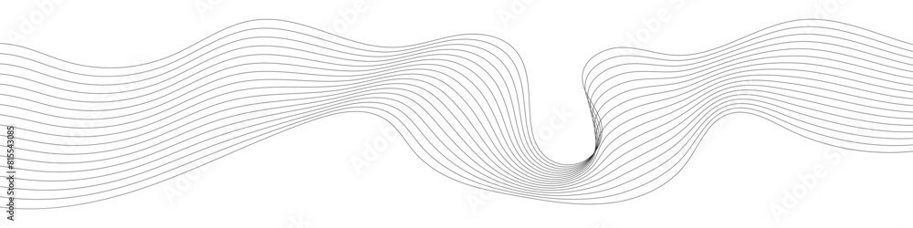 Poster thin line wavy abstract vector background. curve wave seamless pattern. line art striped graphic tem