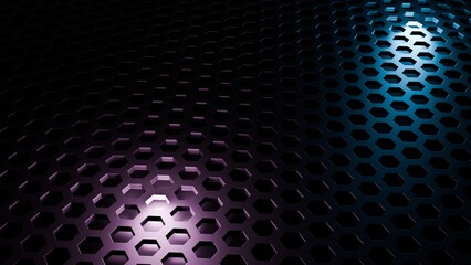 Abstract hexagon 3d wall with light ffects