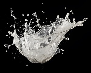 Water splash in the air on black background