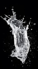 Water splash in the air on black background