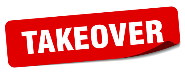 takeover sticker. takeover label