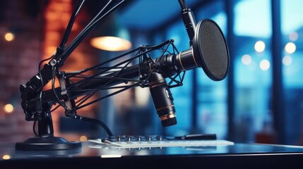 Professional microphone record live room sound studio broadcast place