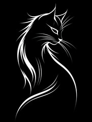 Silhouette of Cat on Black Background