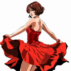 Girl in Red Dress Dancing