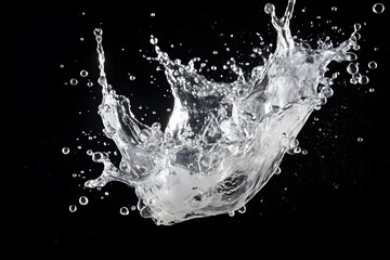 Water splash in the air on black background