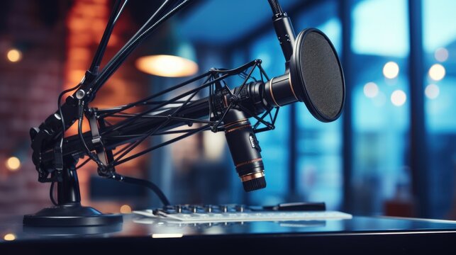 Professional microphone record live room sound studio broadcast place