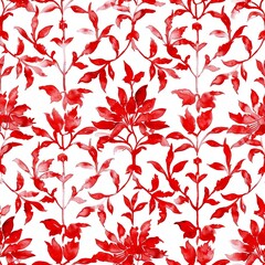 Watercolor Seamless pattern with red and white