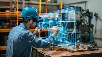 Royal Blue Augmented Reality Application Being Used in Engineering Design