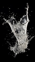 Water splash in the air on black background