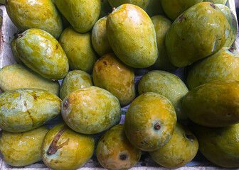 close up of mangoes