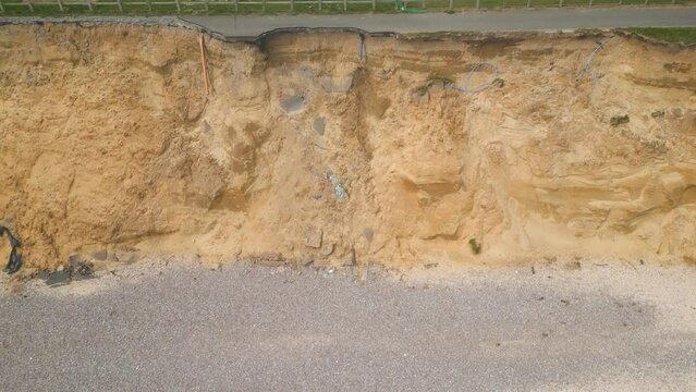 Camera movement on the beautiful cliffs of Pakefield Beach in Lowestoft, UK.