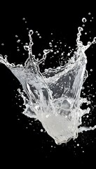 Water splash in the air on black background